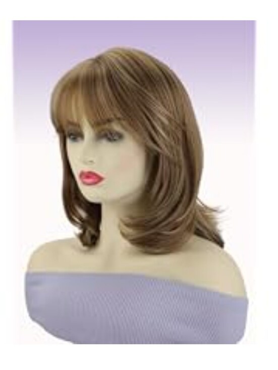 Slivbeuty Other - Layered Medium Brown Wig with Soft Bangs And Highlights